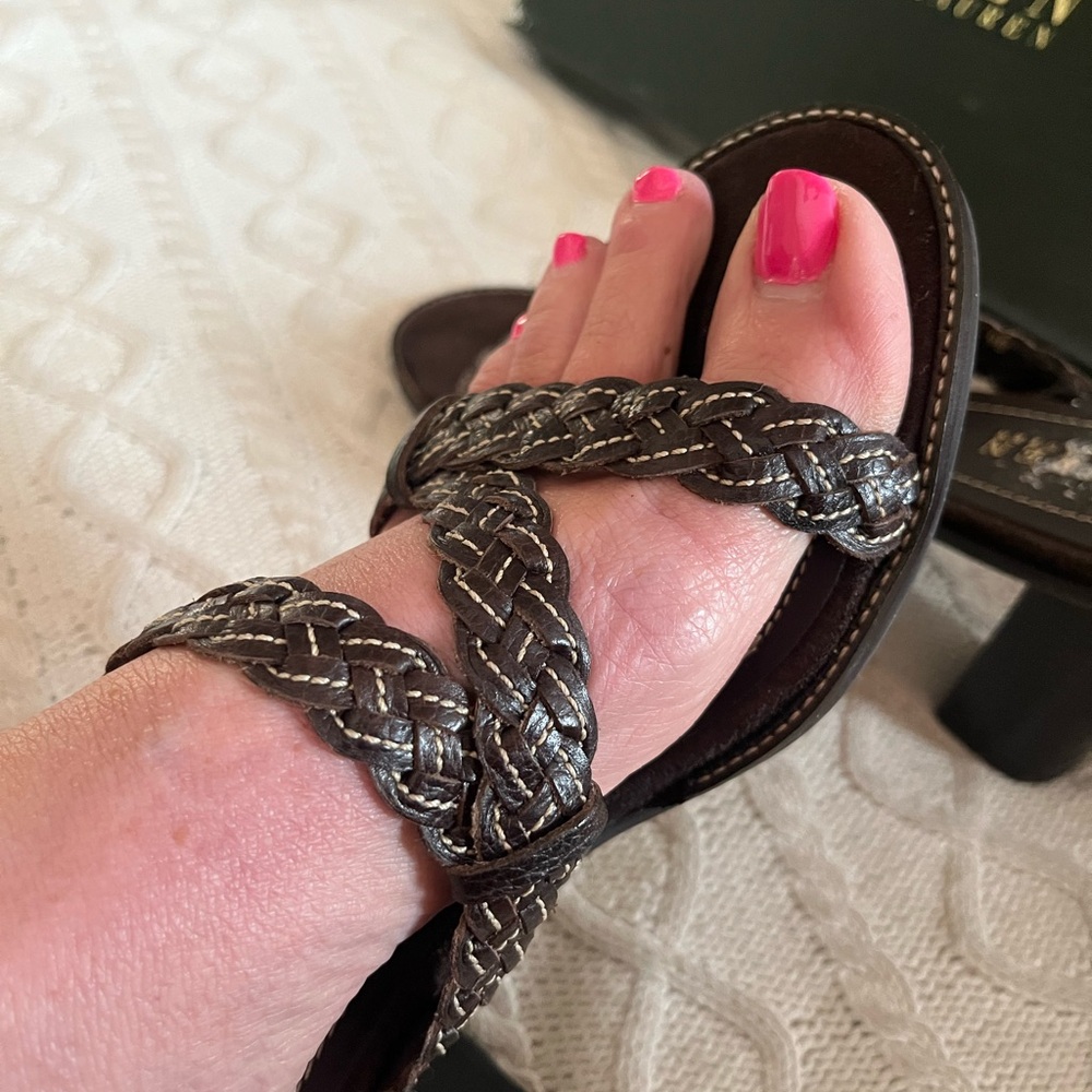 Lauren Ralph Lauren Brown Leather Sandal Heel Women’s size 9 - Picture 6 of 15